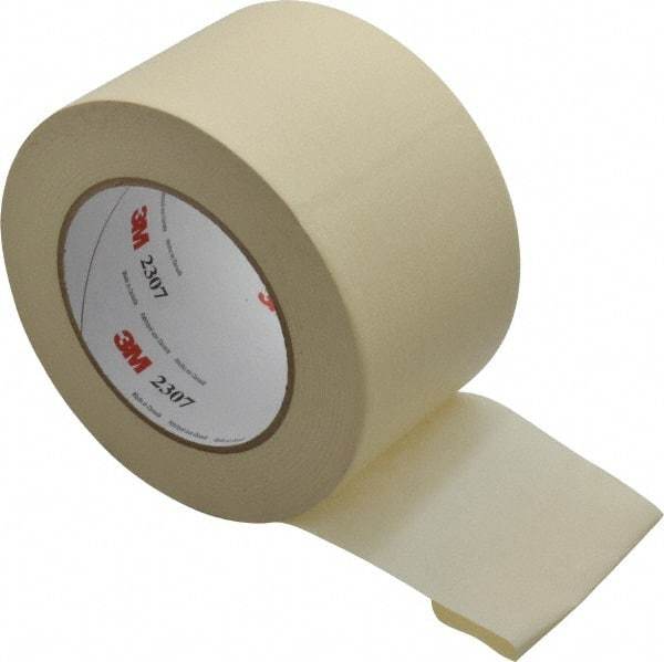 3M - 3" Wide x 60 Yd Long Tan Paper Masking Tape - Series 2307, 5.2 mil Thick, 23 In/Lb Tensile Strength - Benchmark Tooling