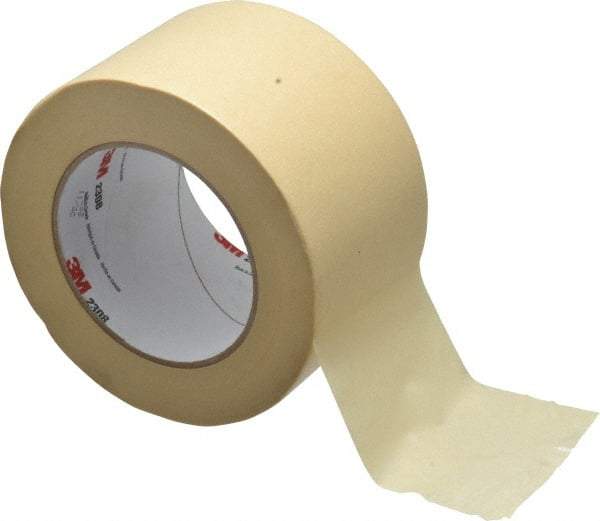 3M - 3" Wide x 60 Yd Long Tan Paper Masking Tape - Series 2308, 5.3 mil Thick, 22 In/Lb Tensile Strength - Benchmark Tooling