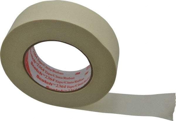 3M - 1-1/2" Wide x 60 Yd Long Tan Paper Masking Tape - Series 2364, 6.5 mil Thick, 24 In/Lb Tensile Strength - Benchmark Tooling