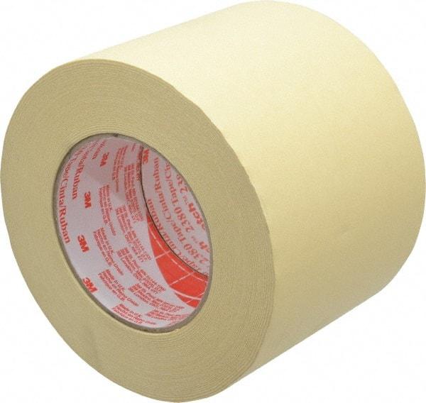 3M - 4" Wide x 60 Yd Long Tan Paper Masking Tape - Series 2380, 7.2 mil Thick, 28 In/Lb Tensile Strength - Benchmark Tooling