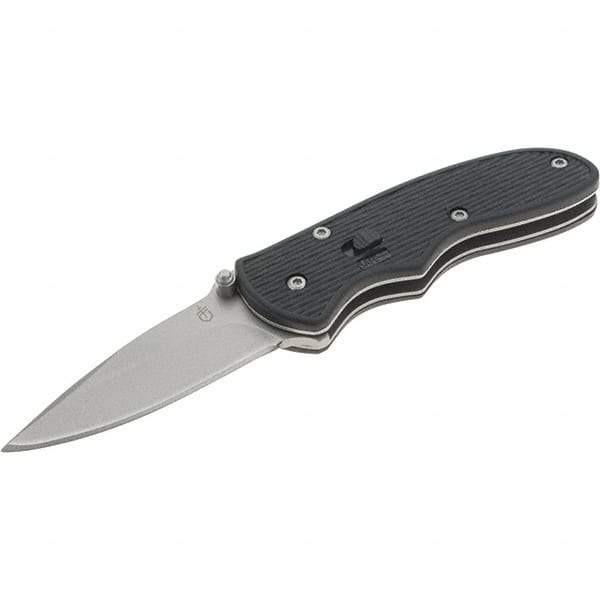 Gerber - 2" Blade, 5" OAL, Straight Assisted Opening Knife - 3" Closed Length, Glass-Filled Nylon, 1 Blade, Spring Assisted Opening - Benchmark Tooling