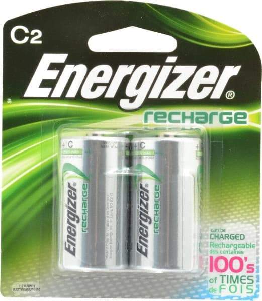 Energizer - Size C, NiMH, 2 Pack, Standard Battery - 1.2 Volts, Flat Terminal, ANSI Regulated - Benchmark Tooling