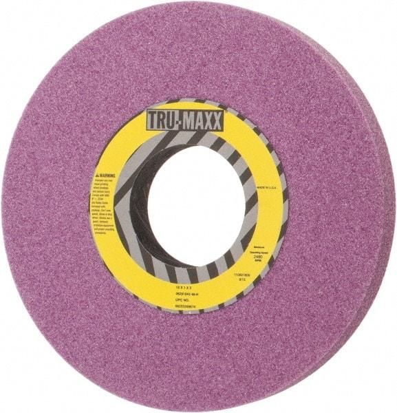 Tru-Maxx - 10" Diam x 3" Hole x 1" Thick, H Hardness, 46 Grit Surface Grinding Wheel - Aluminum Oxide, Type 1, Coarse Grade, 2,480 Max RPM, Vitrified Bond, No Recess - Benchmark Tooling