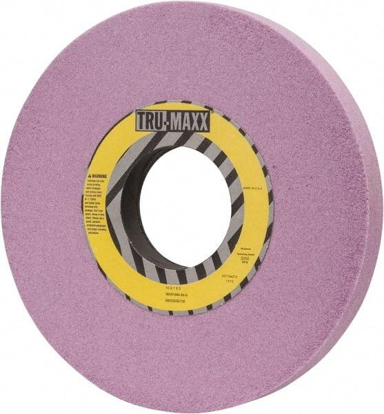 Tru-Maxx - 10" Diam x 3" Hole x 1" Thick, H Hardness, 60 Grit Surface Grinding Wheel - Aluminum Oxide, Type 1, Medium Grade, 3,250 Max RPM, Vitrified Bond, No Recess - Benchmark Tooling