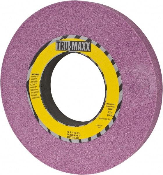 Tru-Maxx - 12" Diam x 5" Hole x 1-1/2" Thick, H Hardness, 46 Grit Surface Grinding Wheel - Aluminum Oxide, Type 1, Coarse Grade, 2,070 Max RPM, Vitrified Bond, No Recess - Benchmark Tooling