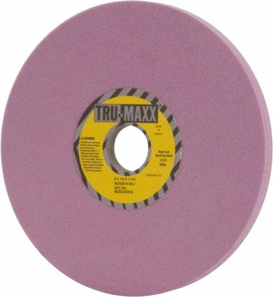 Tru-Maxx - 8" Diam x 1-1/4" Hole x 1/2" Thick, J Hardness, 80 Grit Surface Grinding Wheel - Aluminum Oxide, Type 1, Medium Grade, 3,600 Max RPM, Vitrified Bond, No Recess - Benchmark Tooling