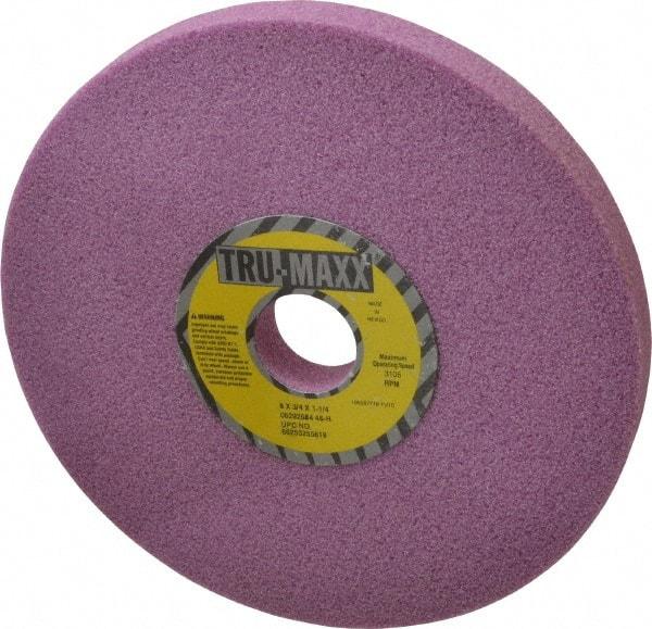 Tru-Maxx - 8" Diam x 1-1/4" Hole x 3/4" Thick, H Hardness, 46 Grit Surface Grinding Wheel - Aluminum Oxide, Type 1, Coarse Grade, 3,105 Max RPM, Vitrified Bond, No Recess - Benchmark Tooling