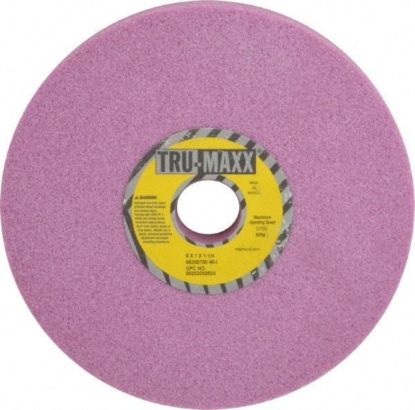 Tru-Maxx - 8" Diam x 1-1/4" Hole x 1" Thick, I Hardness, 46 Grit Surface Grinding Wheel - Aluminum Oxide, Type 1, Coarse Grade, 3,105 Max RPM, Vitrified Bond, No Recess - Benchmark Tooling