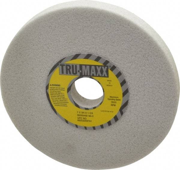 Tru-Maxx - 7" Diam x 1-1/4" Hole x 3/4" Thick, H Hardness, 46 Grit Surface Grinding Wheel - Aluminum Oxide, Type 1, Coarse Grade, 3,600 Max RPM, Vitrified Bond, No Recess - Benchmark Tooling