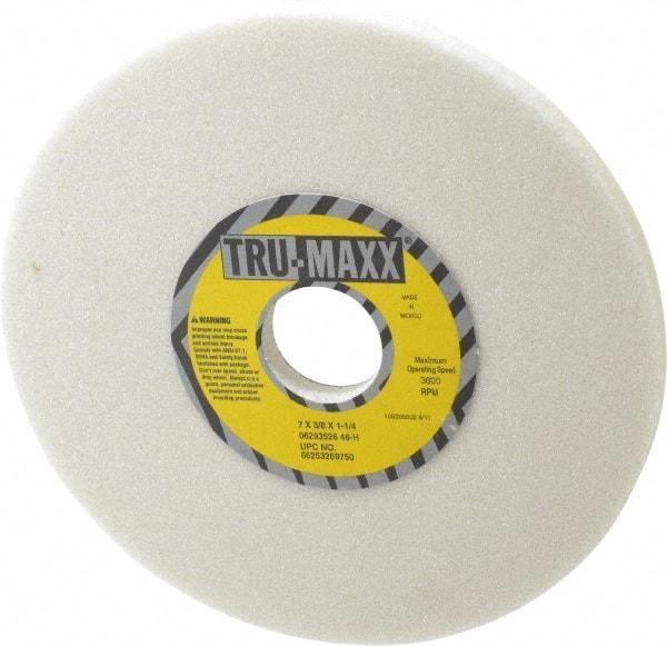 Tru-Maxx - 7" Diam x 1-1/4" Hole x 3/8" Thick, H Hardness, 46 Grit Surface Grinding Wheel - Aluminum Oxide, Type 1, Coarse Grade, 3,600 Max RPM, Vitrified Bond, No Recess - Benchmark Tooling