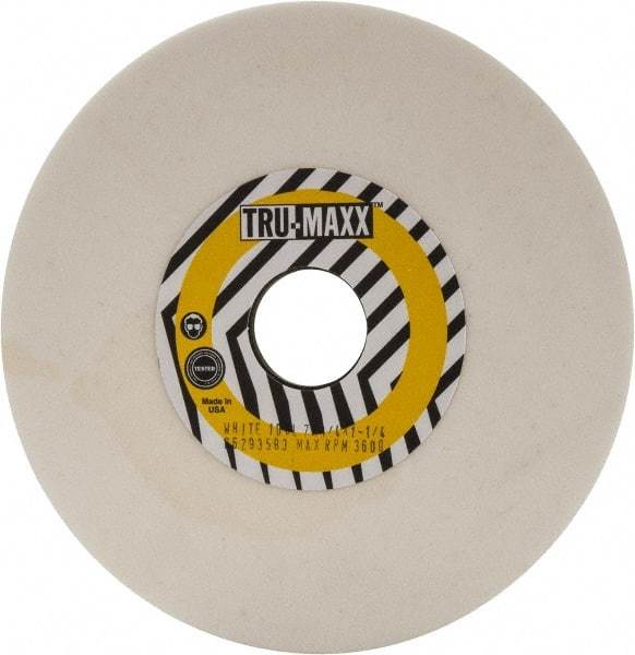 Tru-Maxx - 7" Diam x 1-1/4" Hole x 1/4" Thick, L Hardness, 100 Grit Surface Grinding Wheel - Aluminum Oxide, Type 1, Fine Grade, 3,600 Max RPM, Vitrified Bond, No Recess - Benchmark Tooling