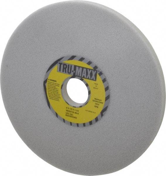Tru-Maxx - 8" Diam x 1-1/4" Hole x 1/2" Thick, K Hardness, 46 Grit Surface Grinding Wheel - Aluminum Oxide, Type 1, Coarse Grade, 3,600 Max RPM, Vitrified Bond, No Recess - Benchmark Tooling