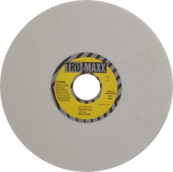 Tru-Maxx - 8" Diam x 1-1/4" Hole x 1/4" Thick, J Hardness, 60 Grit Surface Grinding Wheel - Aluminum Oxide, Type 1, Medium Grade, 3,600 Max RPM, Vitrified Bond, No Recess - Benchmark Tooling