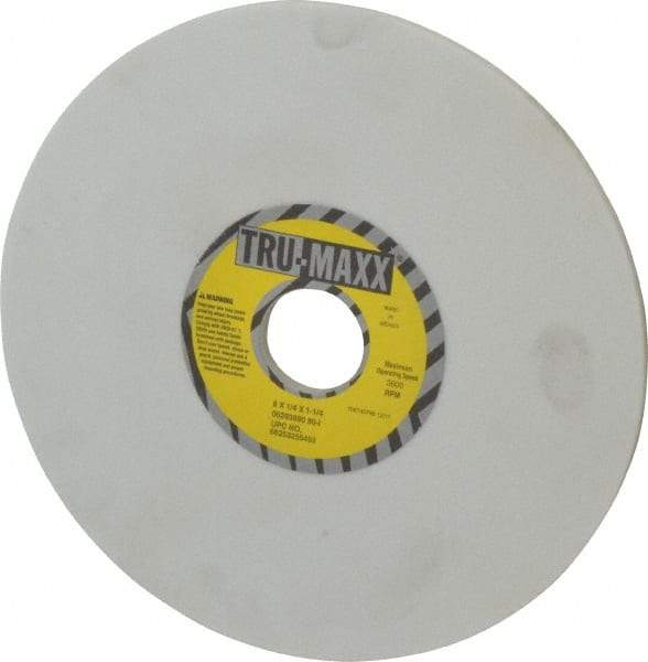 Tru-Maxx - 8" Diam x 1-1/4" Hole x 1/4" Thick, I Hardness, 80 Grit Surface Grinding Wheel - Aluminum Oxide, Type 1, Medium Grade, 3,600 Max RPM, Vitrified Bond, No Recess - Benchmark Tooling