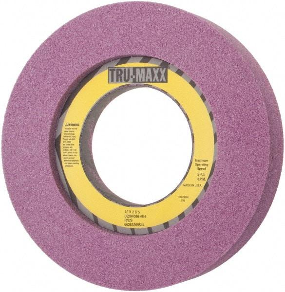 Tru-Maxx - 12" Diam x 5" Hole x 2" Thick, I Hardness, 46 Grit Surface Grinding Wheel - Aluminum Oxide, Type 7, Coarse Grade, 2,705 Max RPM, Vitrified Bond, Two-Side Recess - Benchmark Tooling