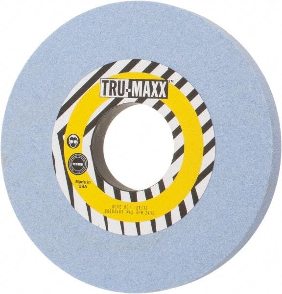 Tru-Maxx - 10" Diam x 3" Hole x 1" Thick, J Hardness, 60 Grit Surface Grinding Wheel - Ceramic, Type 1, Medium Grade, 2,483 Max RPM, Vitrified Bond, No Recess - Benchmark Tooling