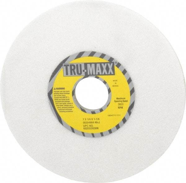 Tru-Maxx - 7" Diam x 1-1/4" Hole x 1/4" Thick, J Hardness, 46 Grit Surface Grinding Wheel - Ceramic, Type 1, Coarse Grade, 3,600 Max RPM, Vitrified Bond, No Recess - Benchmark Tooling