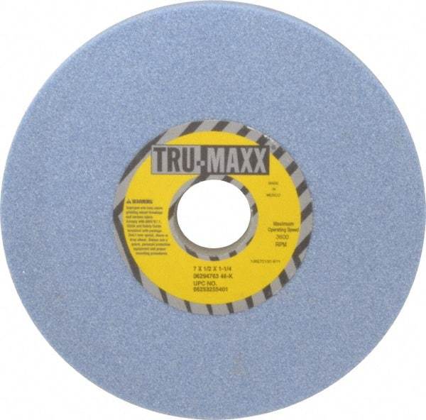 Tru-Maxx - 7" Diam x 1-1/4" Hole x 1/2" Thick, K Hardness, 46 Grit Surface Grinding Wheel - Ceramic, Type 1, Coarse Grade, 3,600 Max RPM, Vitrified Bond, No Recess - Benchmark Tooling