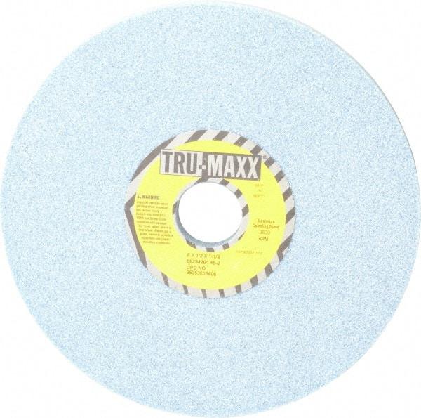 Tru-Maxx - 8" Diam x 1-1/4" Hole x 1/2" Thick, J Hardness, 46 Grit Surface Grinding Wheel - Ceramic, Type 1, Coarse Grade, 3,600 Max RPM, Vitrified Bond, No Recess - Benchmark Tooling