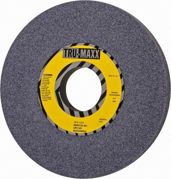 Tru-Maxx - 12" Diam x 3" Hole x 1" Thick, I Hardness, 46 Grit Surface Grinding Wheel - Aluminum Oxide, Type 1, Coarse Grade, 2,705 Max RPM, Vitrified Bond, No Recess - Benchmark Tooling