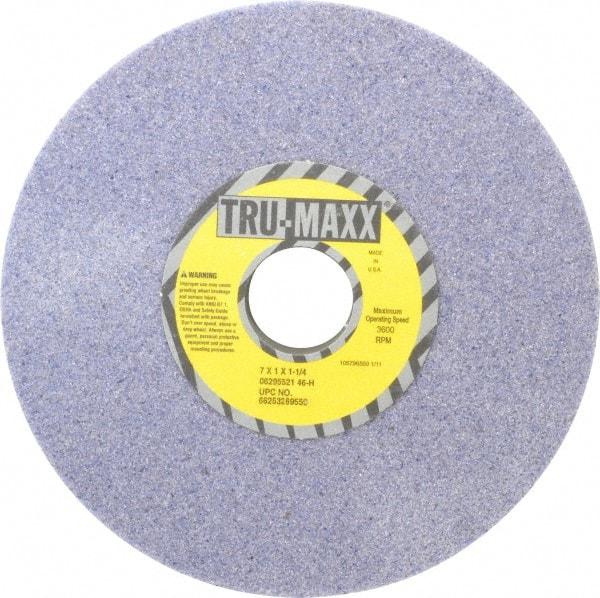 Tru-Maxx - 7" Diam x 1-1/4" Hole x 1" Thick, H Hardness, 46 Grit Surface Grinding Wheel - Aluminum Oxide, Type 1, Coarse Grade, 3,600 Max RPM, Vitrified Bond, No Recess - Benchmark Tooling