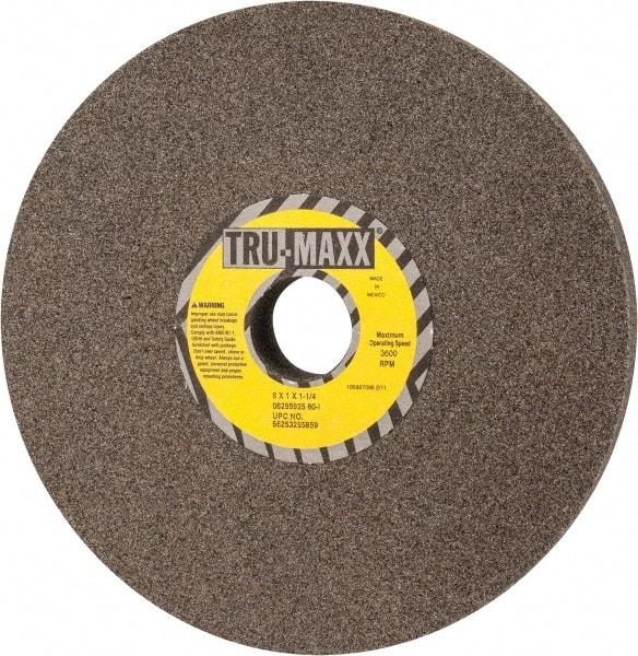 Tru-Maxx - 8" Diam x 1-1/4" Hole x 1" Thick, I Hardness, 60 Grit Surface Grinding Wheel - Aluminum Oxide, Type 1, Medium Grade, 3,600 Max RPM, Vitrified Bond, No Recess - Benchmark Tooling