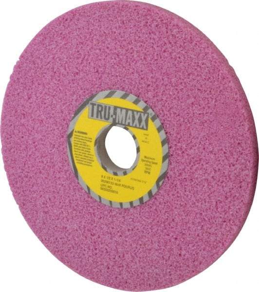 Tru-Maxx - 8" Diam x 1-1/4" Hole x 1/2" Thick, H Hardness, 46 Grit Surface Grinding Wheel - Aluminum Oxide, Type 1, Coarse Grade, 3,600 Max RPM, Vitrified Bond, No Recess - Benchmark Tooling