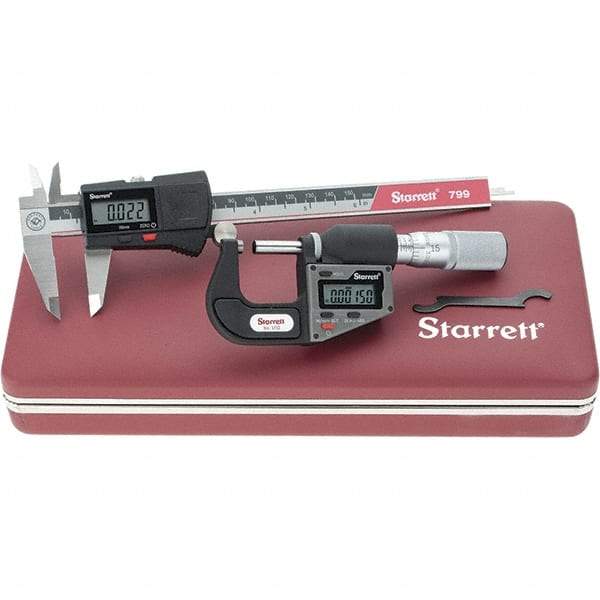 Starrett - 2 Piece, Machinist Caliper and Micrometer Tool Kit - 0 to 6 Inch Caliper, 0.0001 Inch Caliper Resoluion, 0 to 1 Inch Micrometer, 0.01 mm Resoluion - Benchmark Tooling