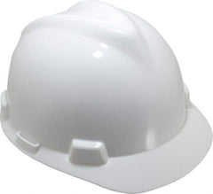 MSA - ANSI Type I, Class E Rated, 8-Point, Pin Lock Adjustment Hard Hat - One Size Fits Most, White, Standard Brim - Benchmark Tooling