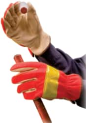 PRO-SAFE - Size S (7) Grain Pigskin General Protection Work Gloves - For General Purpose, Uncoated, Slip-On Cuff, Full Fingered, Orange, Paired - Benchmark Tooling