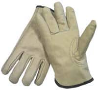 PRO-SAFE - Size S (7) Grain Cowhide Cold Protection Work Gloves - For Work & Driver, Uncoated, Slip-On Cuff, Beige, Paired - Benchmark Tooling