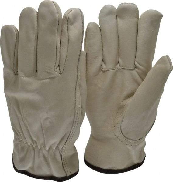 PRO-SAFE - Size L (9) Grain Cowhide Cold Protection Work Gloves - For Work & Driver, Uncoated, Slip-On Cuff, Beige, Paired - Benchmark Tooling