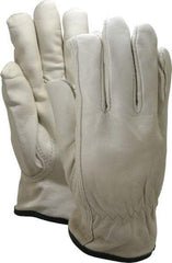 PRO-SAFE - Size M (8) Grain Cowhide Cold Protection Work Gloves - For Work & Driver, Uncoated, Slip-On Cuff, Beige, Paired - Benchmark Tooling