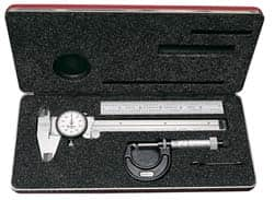 Starrett - 4 Piece, Machinist Caliper and Micrometer Tool Kit - 0 to 6 Inch Caliper, 0 to 1 Inch Micrometer - Benchmark Tooling