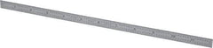 Starrett - 12" Long, 1/64, 1/32, 1/16, 1/8" Graduation, Flexible Steel Rule - 4R Graduation Style, 1/2" Wide, Silver, Satin Chrome Finish - Benchmark Tooling