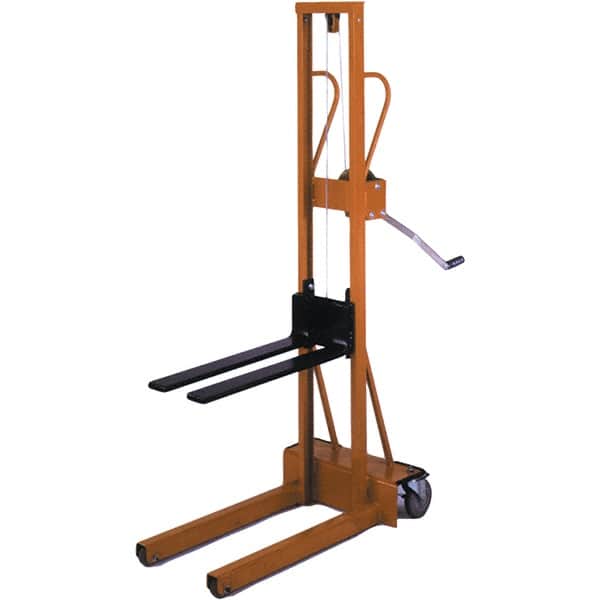 Wesco Industrial Products - 500 Lb Capacity, 71" Lift Height, Winch Steel Stacker Manually Operated Lift - Benchmark Tooling