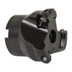 Seco - 1.57" Cut Diam, 1/2" Arbor Hole, 0.138" Max Depth of Cut, 43° Indexable Chamfer & Angle Face Mill - 3 Inserts, OF.. 05T305 Insert, Right Hand Cut, 3 Flutes, Series R220.43 - Benchmark Tooling