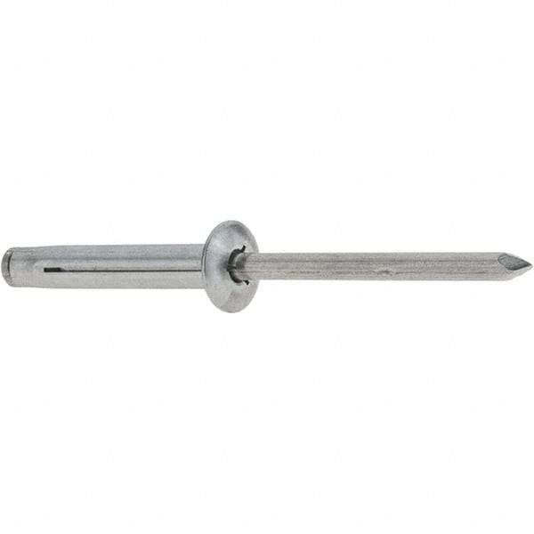 RivetKing - Size 0640 Dome Head Aluminum Tri Folding Blind Rivet - Aluminum Mandrel, 0.157" to 5/8" Grip, 0.386" Head Diam, 0.196" to 0.209" Hole Diam, 1.2" Length Under Head, 3/16" Body Diam - Benchmark Tooling