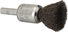 Anderson - 1/2" Brush Diam, Crimped, End Brush - 1/4" Diam Shank, 25,000 Max RPM - Benchmark Tooling