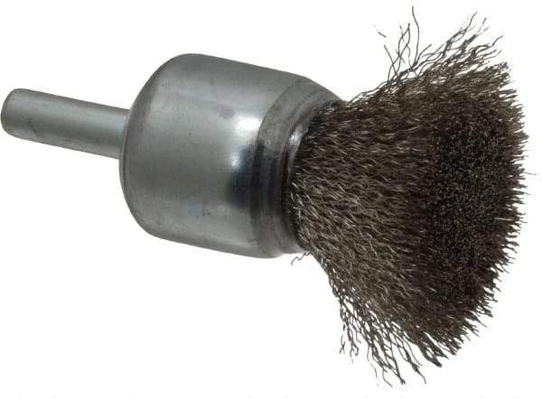 Anderson - 3/4" Brush Diam, Crimped, End Brush - 1/4" Diam Shank, 22,000 Max RPM - Benchmark Tooling