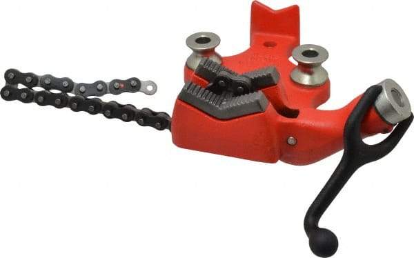 Ridgid - 1/8 to 4" Pipe Capacity, Manual Chain Vise - Bolt Down, Cast Iron, Model Number BC410 - Benchmark Tooling