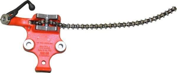 Ridgid - 1/8 to 5" Pipe Capacity, Manual Chain Vise - Bolt Down, Cast Iron, Model Number BC510 - Benchmark Tooling