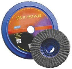 Norton - 80 Grit, 7" Disc Diam, 5/8-11 Center Hole, Type 27 Ceramic Flap Disc - 8,600 Max RPM, Plastic Backing, Arbor Attaching System, Coated - Benchmark Tooling