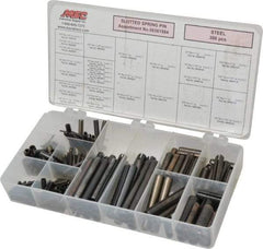 Made in USA - 300 Piece, 1/16 to 3/8" Pin Diam, Spring Pin Assortment - Steel - Benchmark Tooling