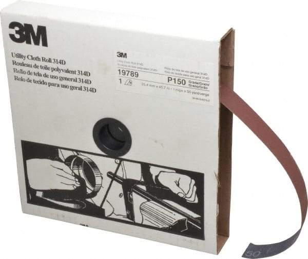 3M - 1" x 50 Yd 150 Grit Aluminum Oxide Cloth Roll - Very Fine Grade, J Weighted Backing - Benchmark Tooling