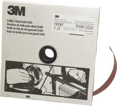 3M - 1" x 50 Yd 220 Grit Aluminum Oxide Cloth Roll - Very Fine Grade, J Weighted Backing - Benchmark Tooling