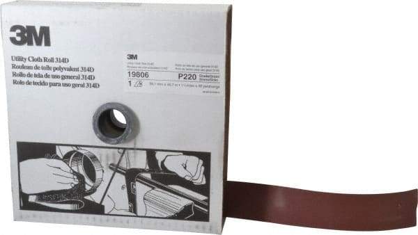 3M - 1-1/2" x 50 Yd 220 Grit Aluminum Oxide Cloth Roll - Very Fine Grade, J Weighted Backing - Benchmark Tooling