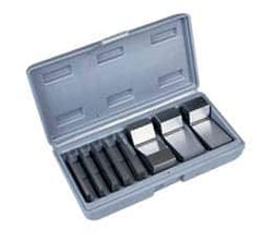 Value Collection - 1 to 30° Angle, 3 Inch Long, Angle Block Set - 45-50 HRC Hardness, Includes 5 Angle Plates 1-5, 3 V-Blocks 10, 15 and 30; 8 Pieces - Benchmark Tooling