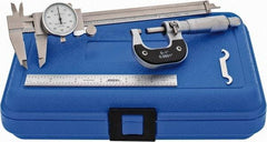 Value Collection - 3 Piece, Machinist Caliper and Micrometer Tool Kit - 0 to 1 Inch Micrometer, 0.0001 Inch Graduation - Benchmark Tooling