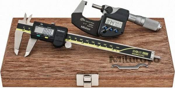 Mitutoyo - 4 Piece, Machinist Caliper and Micrometer Tool Kit - 0 to 6 Inch Caliper, 0 to 1 Inch Micrometer, 0.0001 Inch Graduation - Benchmark Tooling